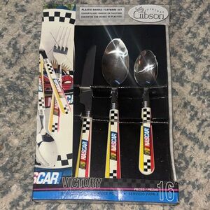 NWT Gibson NASCAR Victory Flatware Set with Checkered Handles